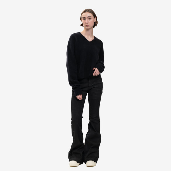 Women and Men Rick Owens Tommy V-Neck Sweater in Black