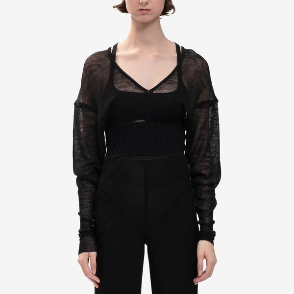 Rick Owens Women Ladies V-Neck Knit Sweater in Black