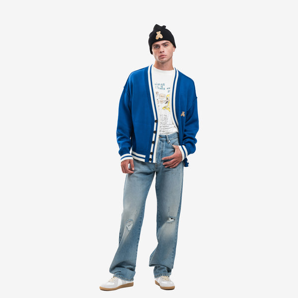 Palm Angels Mens Medium Wash Monogram Series Loose Jeans