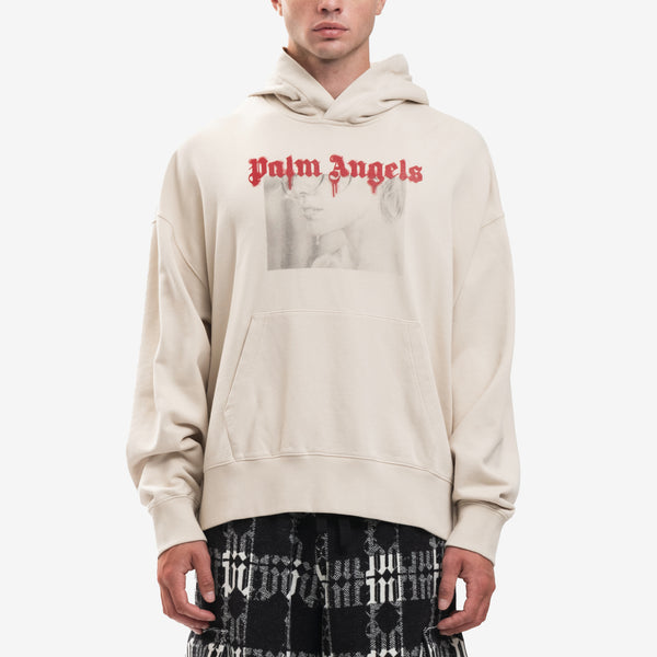 Palm Angels Hoodie Portrait Pencil in Light Beige