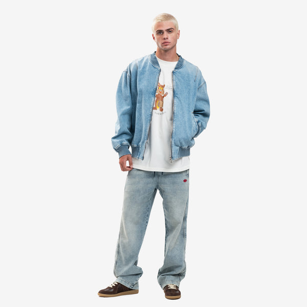 DIESEL Clothing Brand Denim Bomber Jacket in Blue