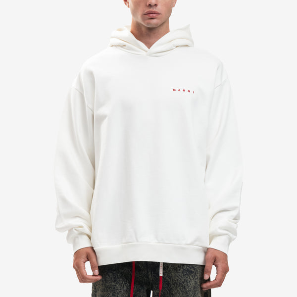 MARNI Hoodie for Men Wrinkled Logo Hoody in Natural White