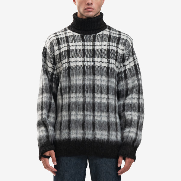 Mens Helmut Lang Sweater Black Check Mohair in Black