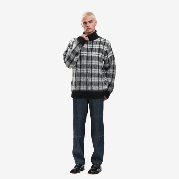 Mens Helmut Lang Sweater Black Check Mohair in Black