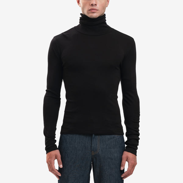 Helmut Lang Unisex Long Sleeve Turtleneck in Black