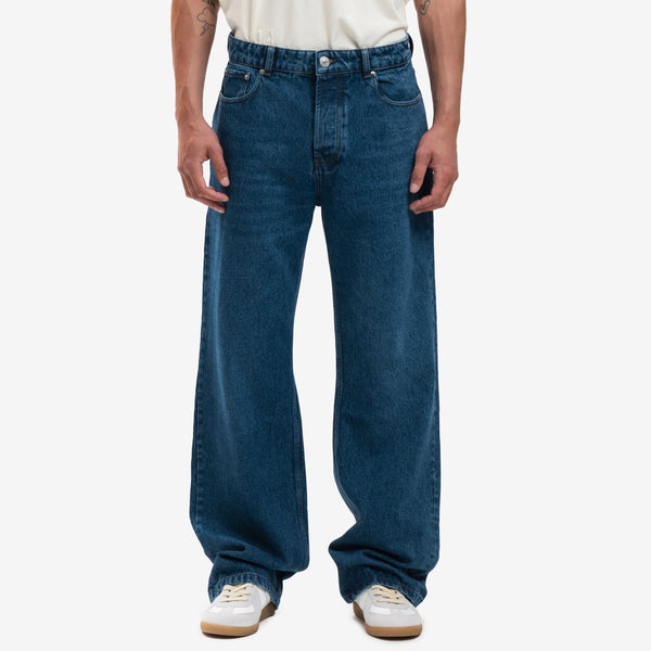 AMI Paris Brand for Men Large Fit Denim Jeans in Used Blue