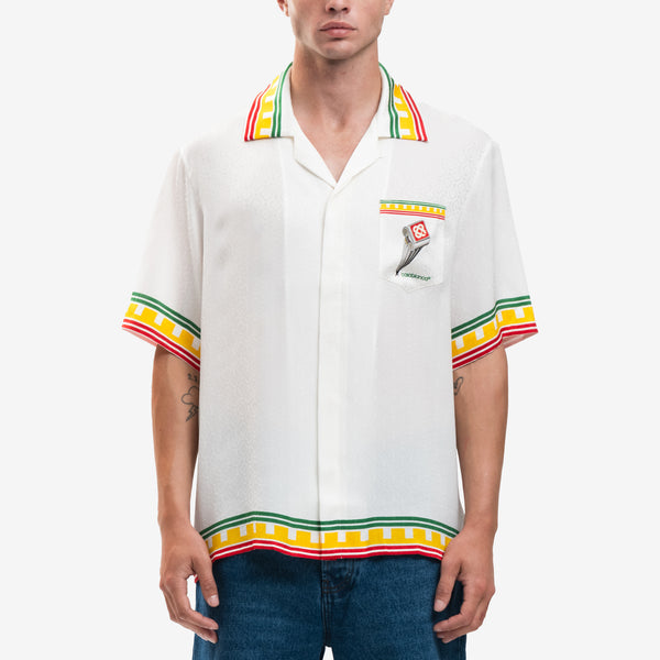 Casablanca Silk Shirt for Men Leaning Column in White