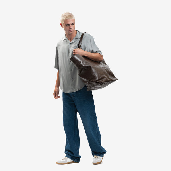 AMI Paris Brand Bag East West Maxi Shopper Tote in Chocolate