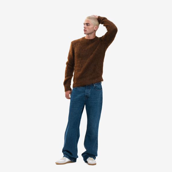 AMI Paris Brand Sweater for Men Brushed Mohair in Fawn