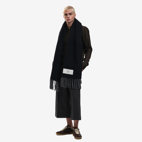 AMI Paris Brand Scarf AMI Label Bicolor Scarves in Black