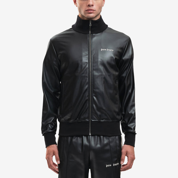 Palm Angels Track Jacket Leather Effect in Black