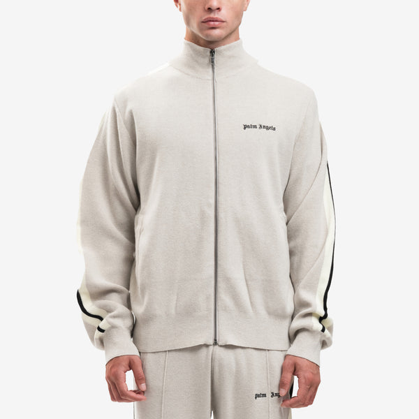 Palm Angels Track Jacket Classic Logo Knit in Light Beige