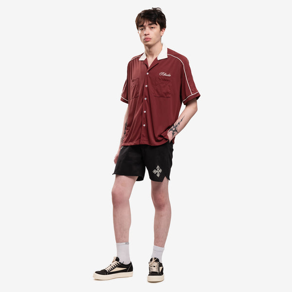 Rhude SS Shirt Mont Blanc Bowling in Maroon