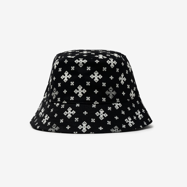 Mens Rhude Bucket Hat Cross Bandana in Black