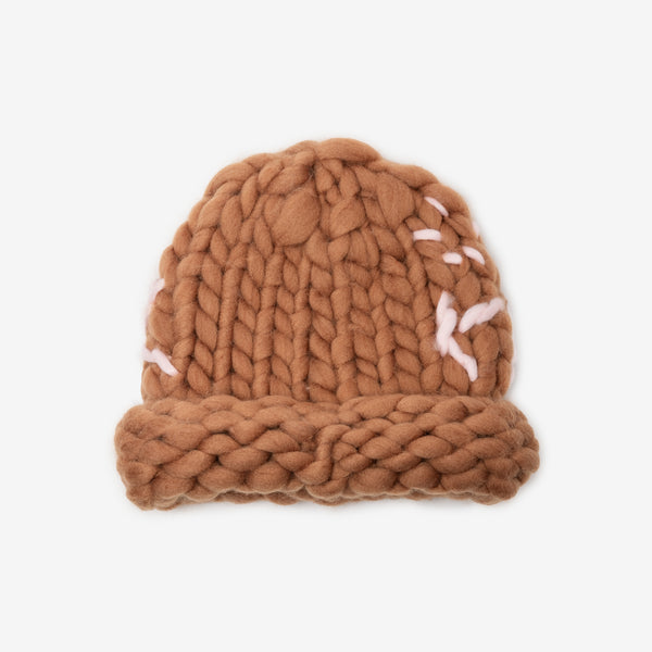 Unisex Kidsuper Hand Knit Chunky Beanie in Light Brown