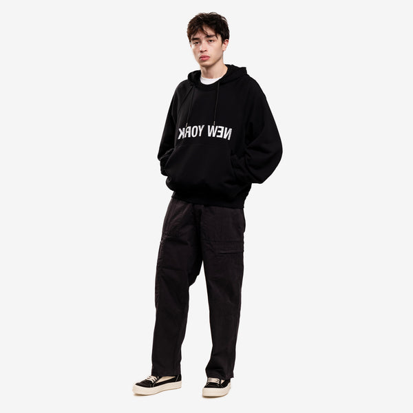 Helmut Lang Hoody - Reverse New York Hoodie in Black