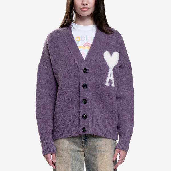 AMI Paris Brand ADC Cardigan for Men and Women in Lilac