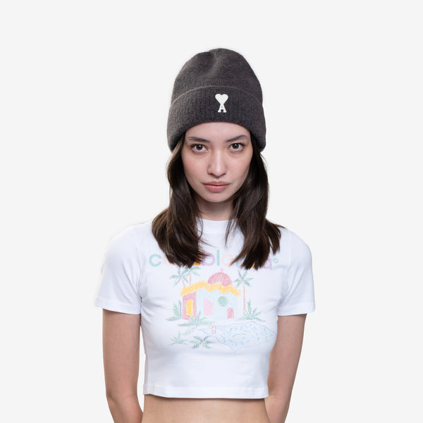 Unisex AMI Paris - Off White ADC Beanie in Dark Grey