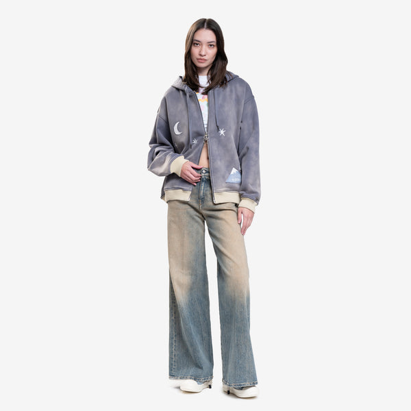 Kidsuper Mens Moon Zip Hoodie in Gray