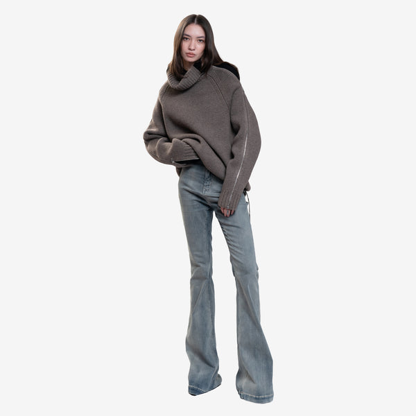 Helmut Lang Men Suitcase Turtleneck Sweater in Taupe