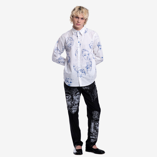 Kidsuper Mens Doodle Faces Shirt in White