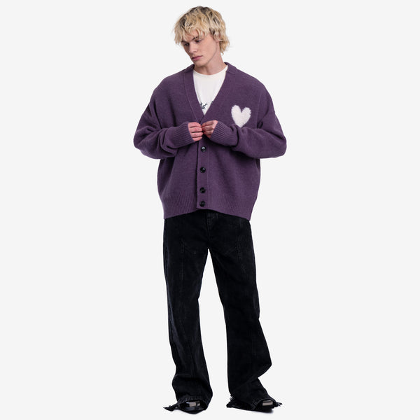 AMI Paris Brand ADC Cardigan for Men and Women in Lilac