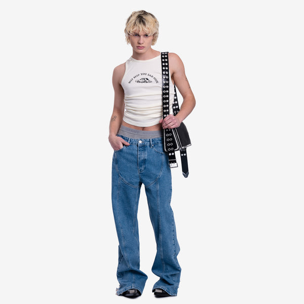 AIG Achilles Ion Gabriel Unisex Beige Unisex Tie Wrinkle Tank Top