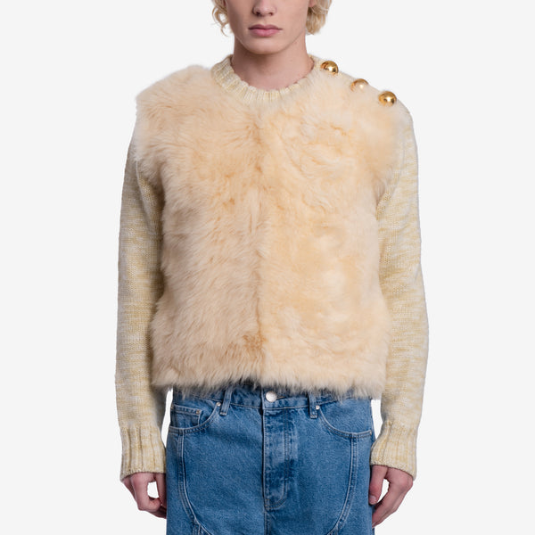AMI Paris Brand - Unisex Chunky Wool Sweater in Light Sand