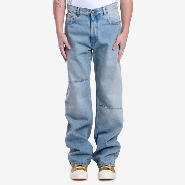 Maison Margiela MM6 Mens Repaired 5 Pocket Jeans in Light Blue