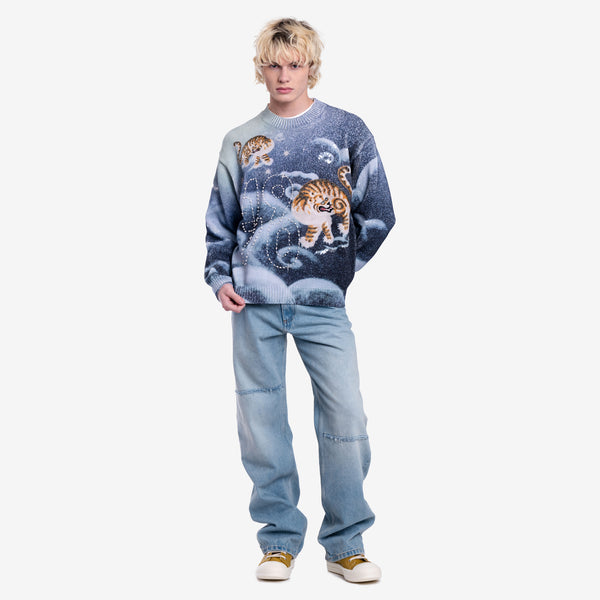 Maison Margiela MM6 Mens Repaired 5 Pocket Jeans in Light Blue