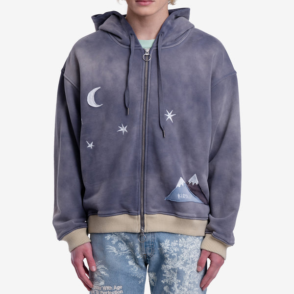 Kidsuper Mens Moon Zip Hoodie in Gray