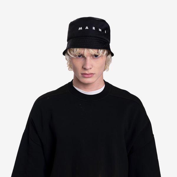 Unisex MARNI Padded Nylon Bucket Hat in Black