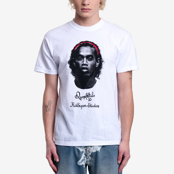Kidsuper Mens Ronaldinho Portrait T-Shirt in White