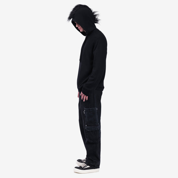 Mens Helmut Lang Mohawk Full Zip Hoody in Black