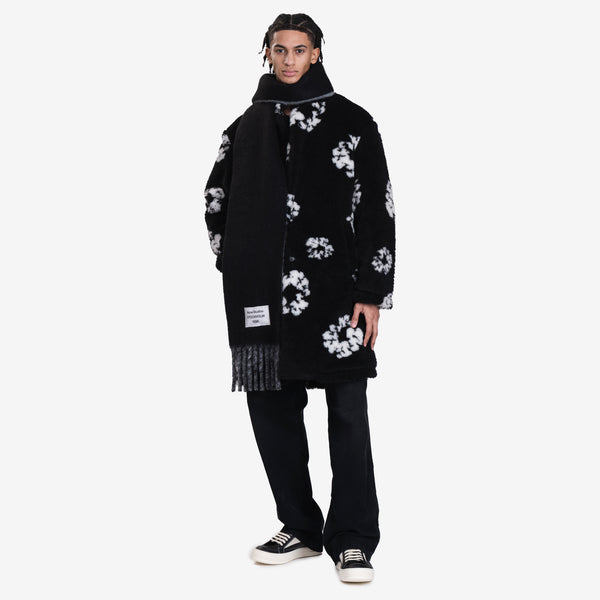 Saint Mxxxxxx Mens Denim Tears Wreath Faux Fur Coat in Black