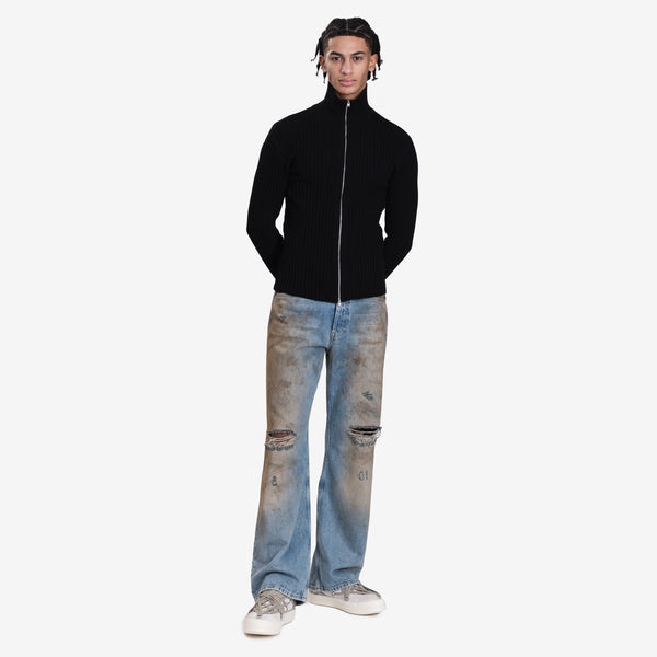 Mens Acne Studios Zip Up Cardigan in Black
