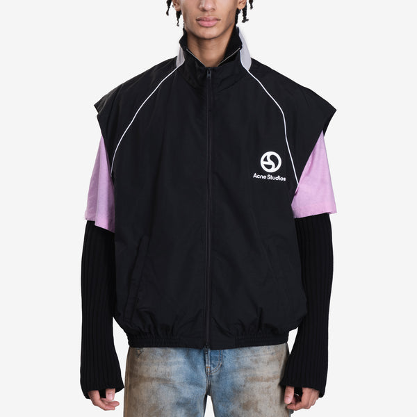 Mens Acne Studios Sleeveless Track Jacket in Black