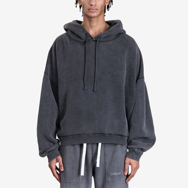 Mens Acne Studios Logo Stamp Hoody in Faded Black