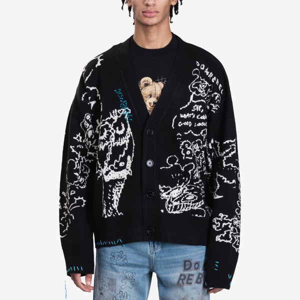 Unisex Dom Rebel Utopia Cardigan in Black