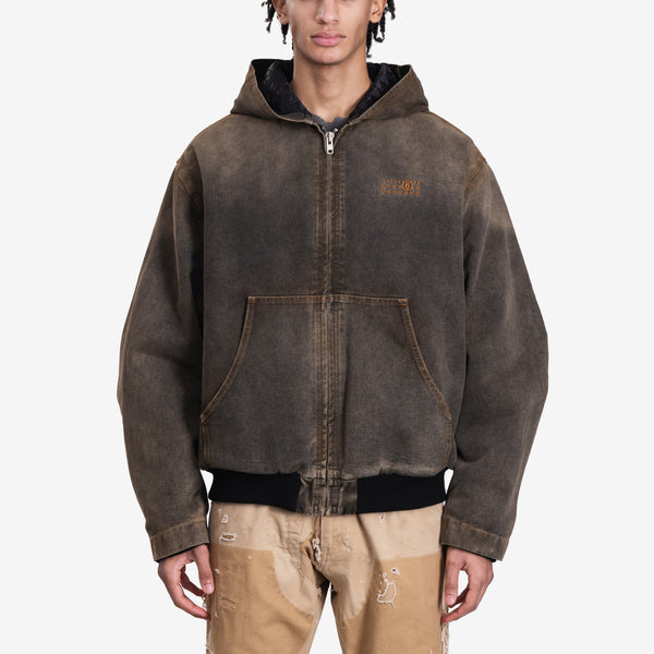Maison Margiela MM6 Mens Worker Zip Hoody in Brown