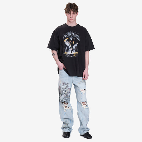 Domrebel Mens Raiders Vintage T-Shirt in Black