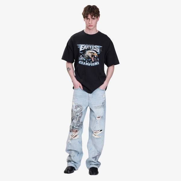 Domrebel Mens Eagles Vintage T-Shirt in Black