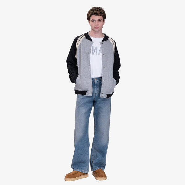 Mens Palm Angels Curved Logo Loose Jeans in Light Blue