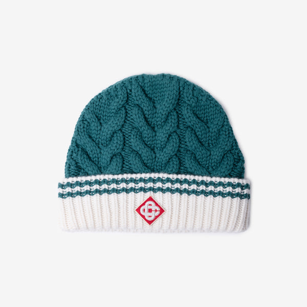 Mens Casablanca Paris - Cable Stitch Beanie in Green