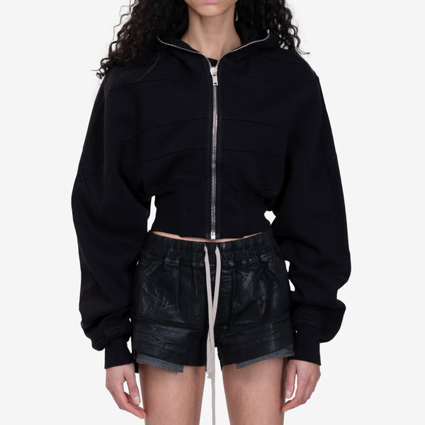 Womens Rick Owens DRKSHDW Hollywood Collage Gimp Zip Hoody in Black