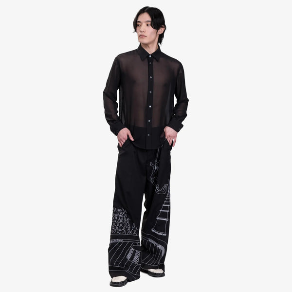 Kidsuper Mens Circus Sketch Baggy Pants in Black