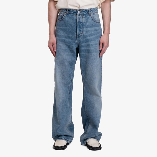 Ami Paris Mens Large Fit Jeans in Used Blue