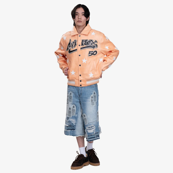 Hellstar x Avirex Mens A2 Leather Jacket in Orange