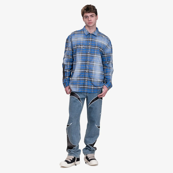 Thug Club - Mens Arab Sword Flannel Shirt in Blue