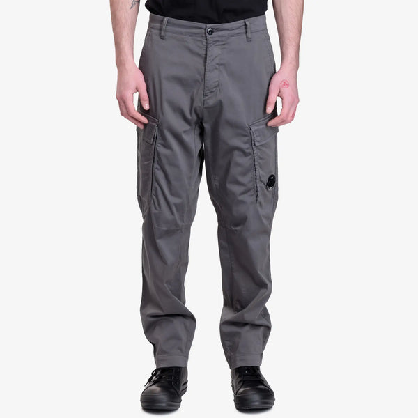 C.P. Company Mens Stretch Sateen Loose Cargo Pants in Smoked Pear